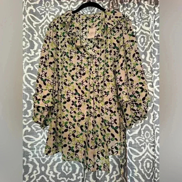 Green and white CATO blouse. NWT 18/20W - Picture 1 of 5